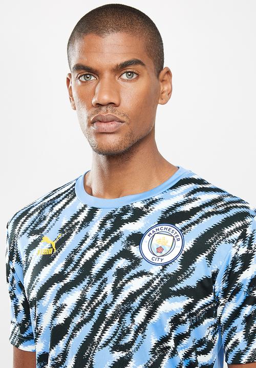 PUMA - MAN CITY ICONIC MCS GRAPHIC MEN'S FOOTBALL TEE - black & blue 