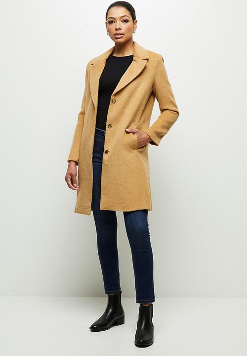 edit - Fuzzy Melton coat - tan