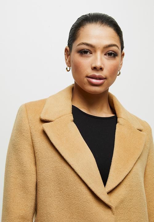edit - Fuzzy Melton coat - tan