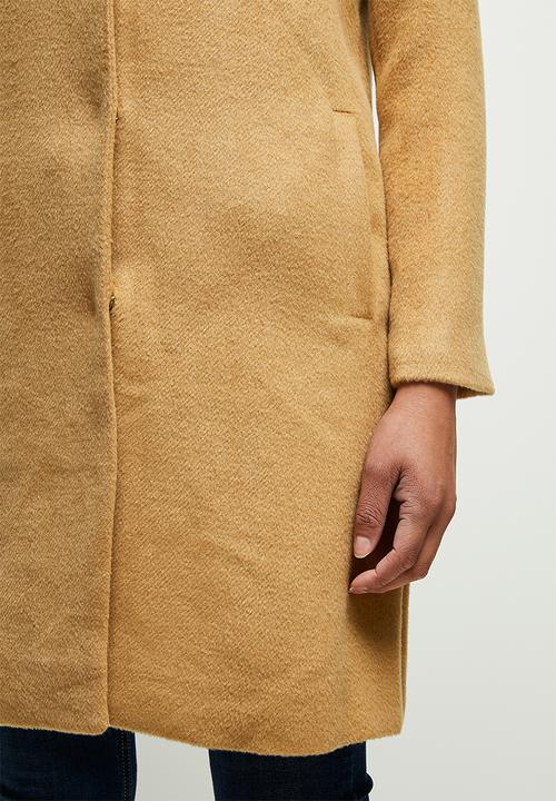 edit - Fuzzy Melton coat - tan
