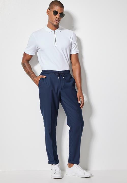 Superbalist - Deco elastic waistband tapered trousers - navy