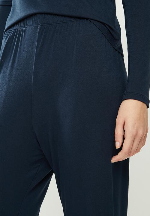 Superbalist - Sleep top & wide leg pants set - navy