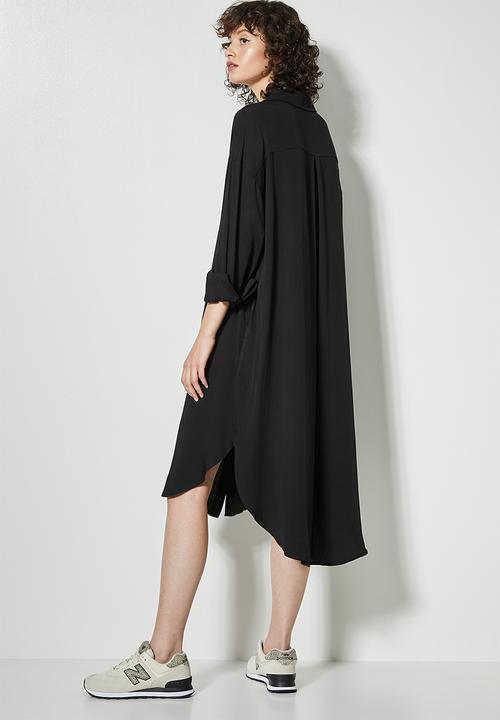 Superbalist - Viscose twill shirt dress - black