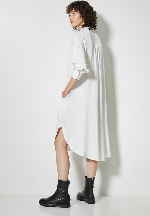Superbalist - Viscose twill shirt dress - white
