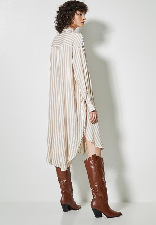 Superbalist - Viscose twill shirt dress - stone & white