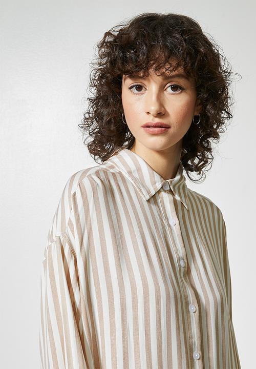 Superbalist - Viscose twill shirt dress - stone & white