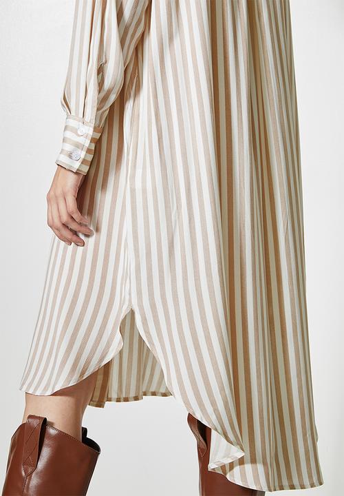 Superbalist - Viscose twill shirt dress - stone & white