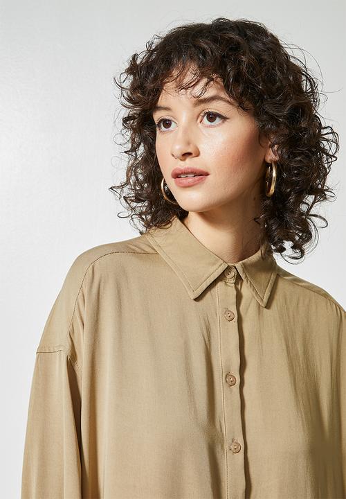 Superbalist - Viscose twill shirt dress - sand