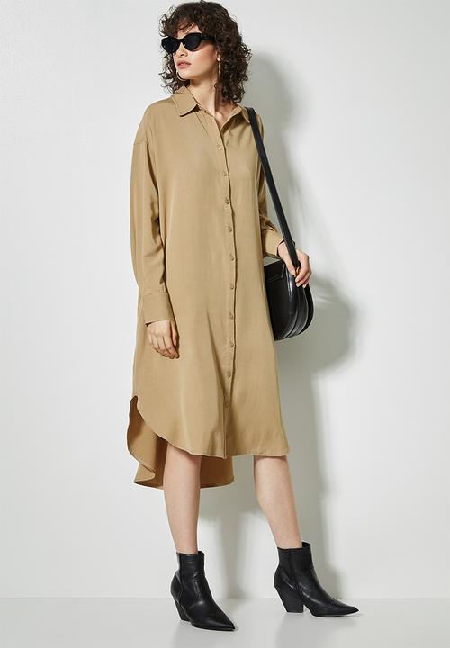 Superbalist - Viscose twill shirt dress - sand