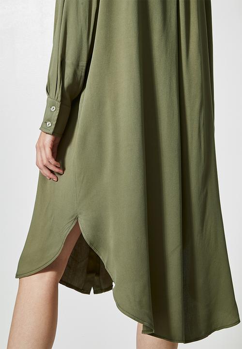 Superbalist - Viscose twill shirt dress - khaki