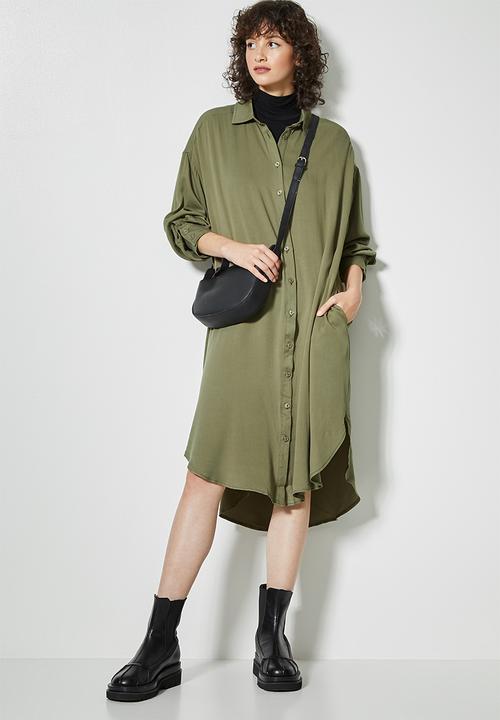 Superbalist - Viscose twill shirt dress - khaki
