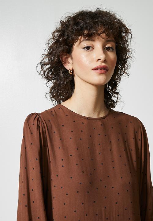 Superbalist - Long sleeve tiered dress - brown 