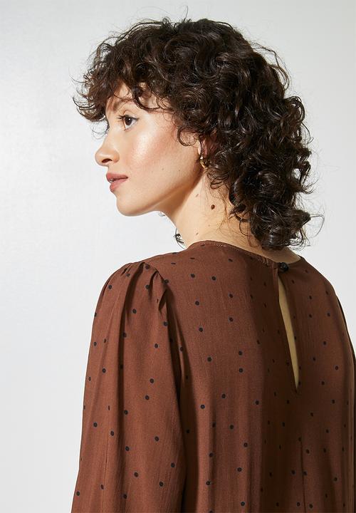 Superbalist - Long sleeve tiered dress - brown 