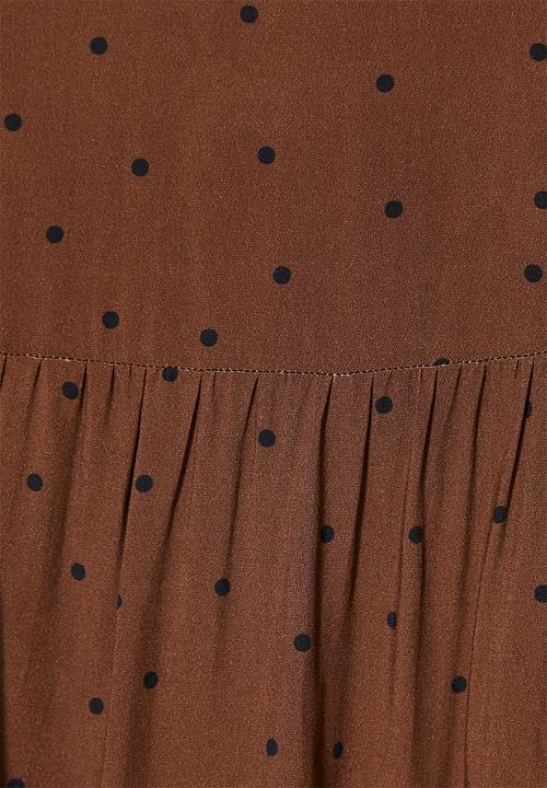 Superbalist - Long sleeve tiered dress - brown 