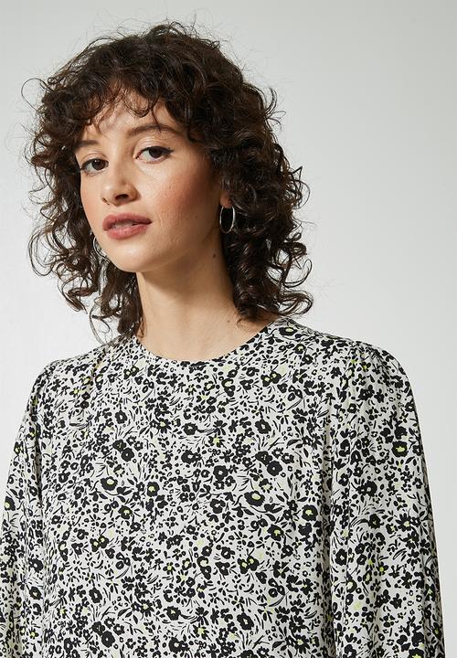 Superbalist - Long sleeve tiered dress - black & white 