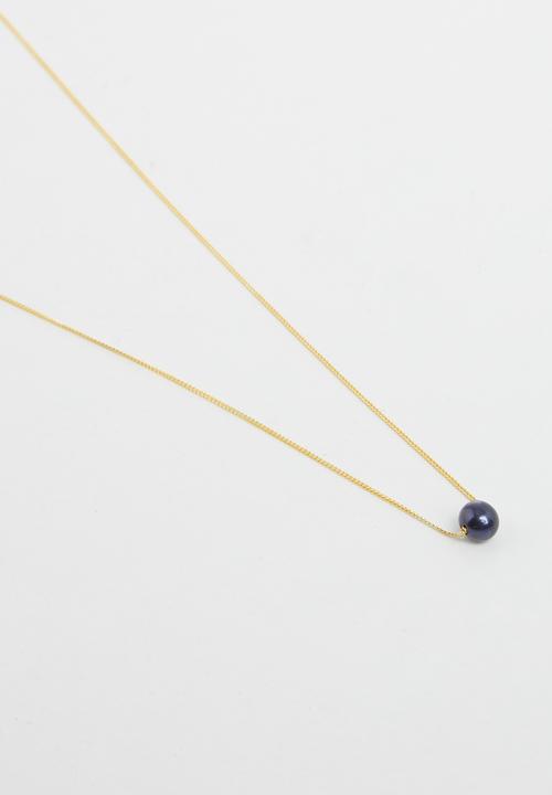 Lorne - Neon black pearl necklace  - gold & black