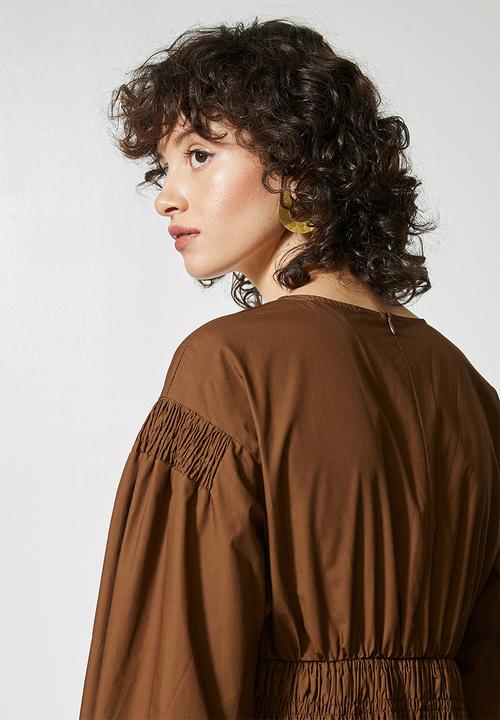 Superbalist - Shirred waisted dress - brown
