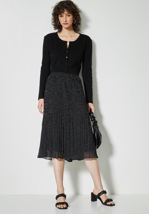 Superbalist - Mushroom pleated midi skirt - black 