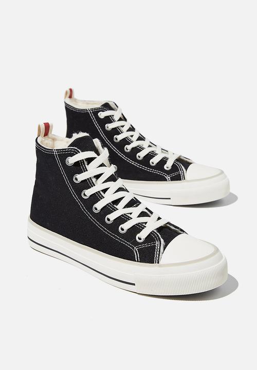 Cotton On - Britt retro high top - black sherpa multi