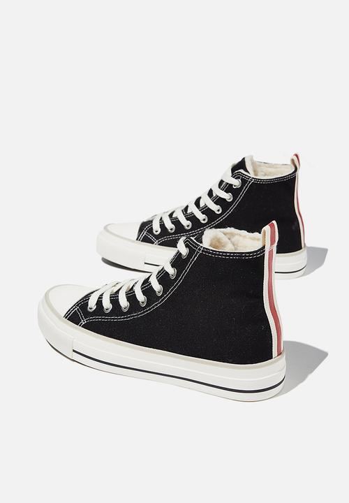 Cotton On - Britt retro high top - black sherpa multi