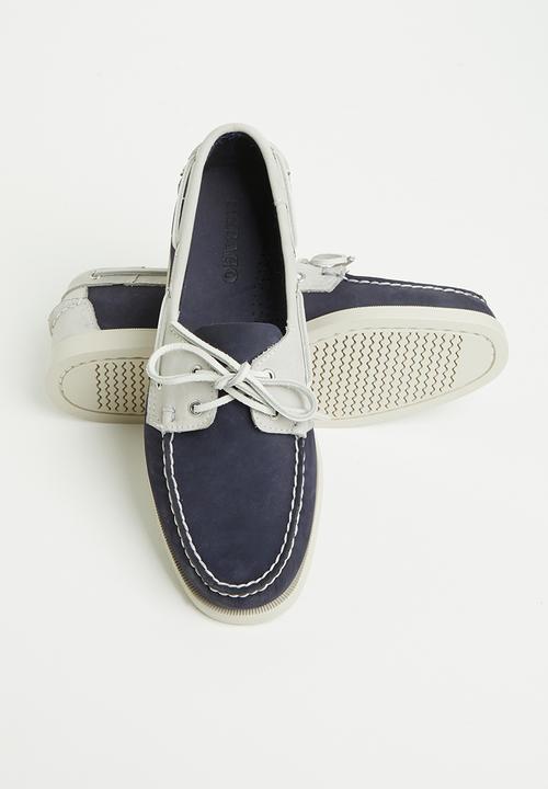 Sebago - Portland archive leather - navy & grey