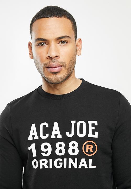 Aca Joe - Aca Joe orig fleece crew neck pullover - black