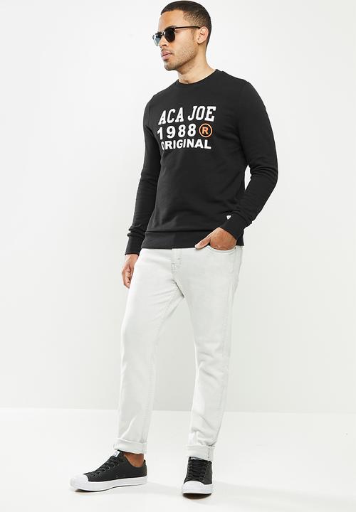 Aca Joe - Aca Joe orig fleece crew neck pullover - black