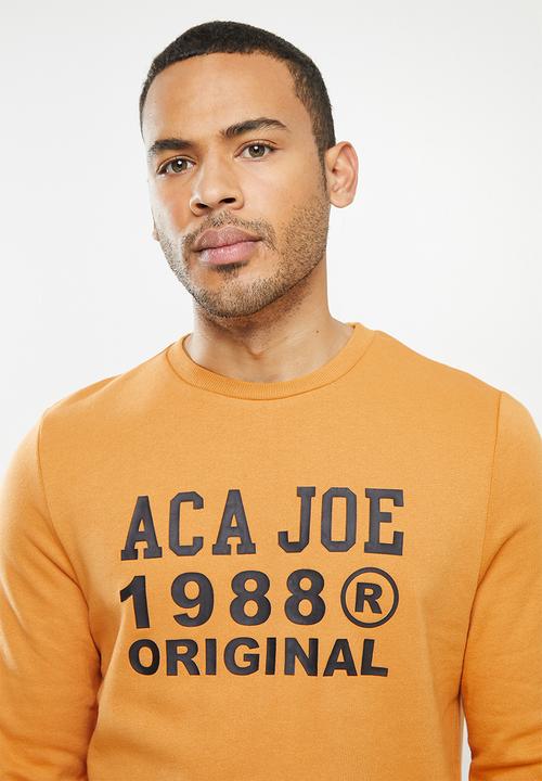 Aca Joe - Aca Joe orig fleece crew neck pullover - mustard