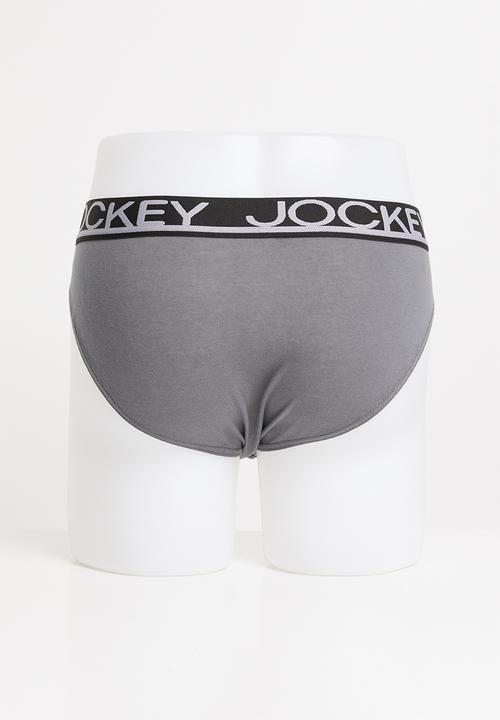 Jockey - 3 Pack fancy jockey brief - grey & black 