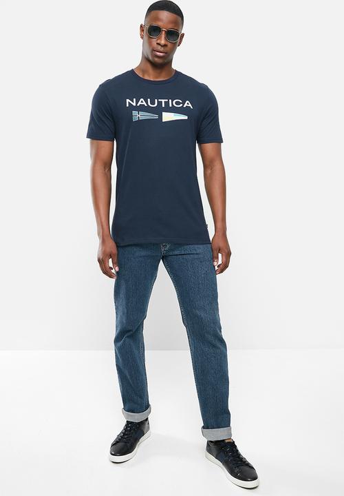 Nautica - Logo with signal flags tee - navy