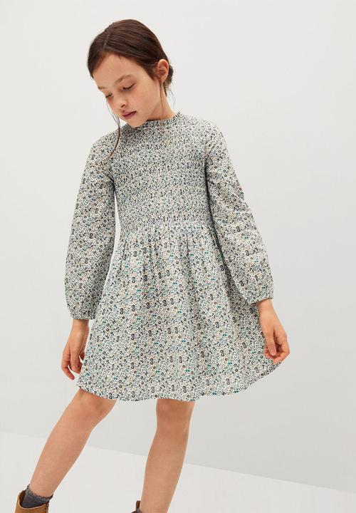 MANGO - Blume dress - green & white