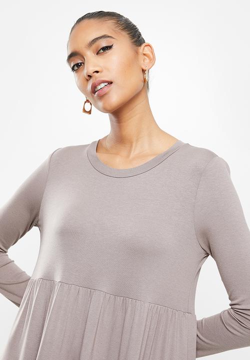 Blake - Tiered long sleeve mini dress - mocha