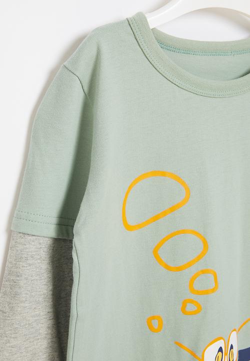 Pop Candy - Boys graphic tee - mint & grey