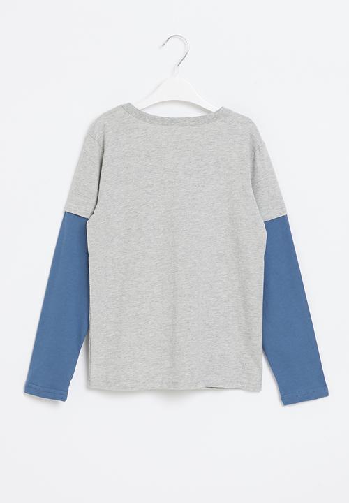 Pop Candy - Roar graphic tee - grey & blue