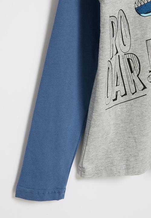 Pop Candy - Roar graphic tee - grey & blue