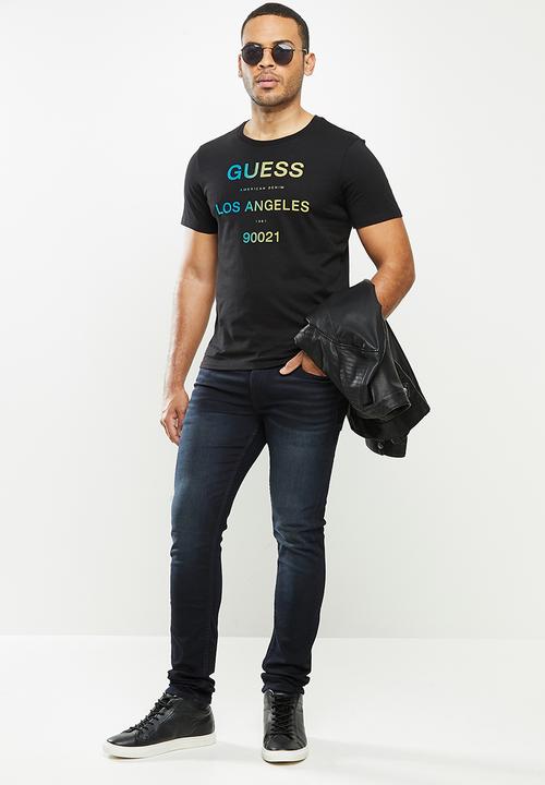 GUESS - Ombre logo crew - black
