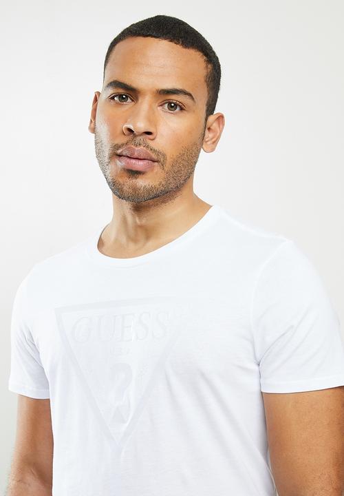 GUESS - Clear classic logo crew - white
