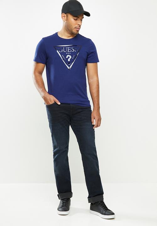 GUESS - Clear classic logo crew - navy