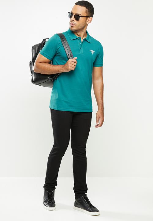 GUESS - Short sleeve guess man rep polo - teal