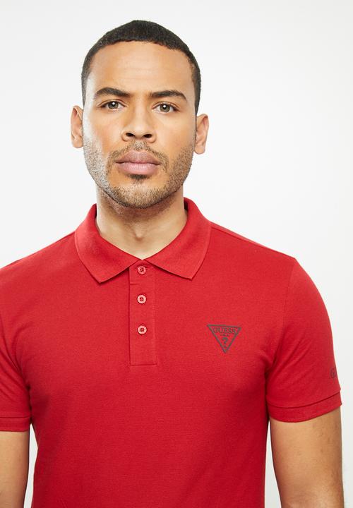 GUESS - Short sleeve guess man rep polo - red