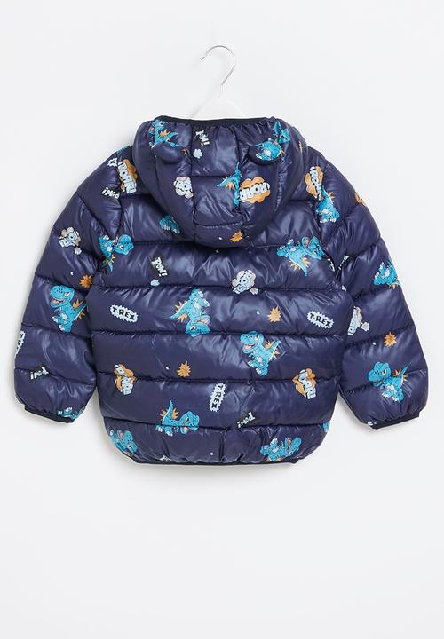 Pop Candy - Boys dino puffer jacket - navy