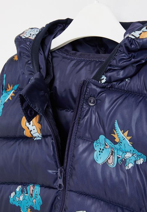 Pop Candy - Boys dino puffer jacket - navy