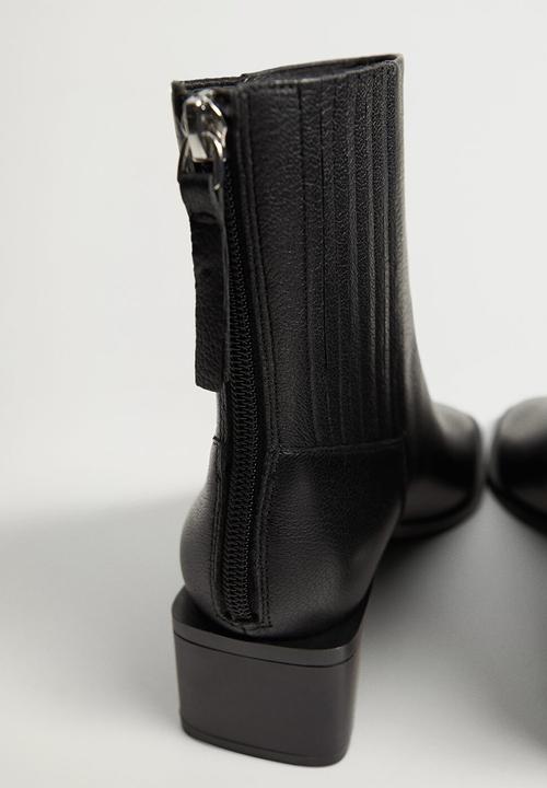 MANGO - Soft leather ankle boot - black
