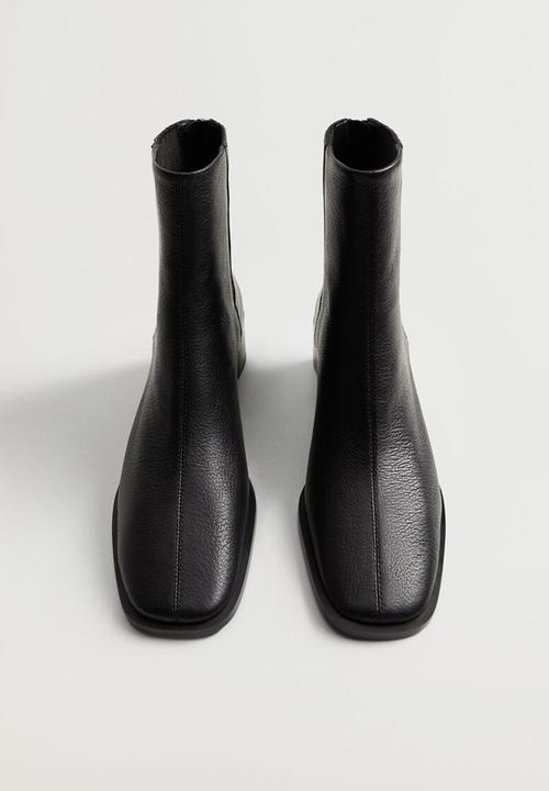 MANGO - Soft leather ankle boot - black