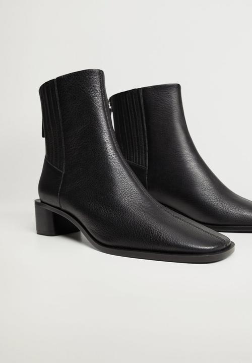 MANGO - Soft leather ankle boot - black
