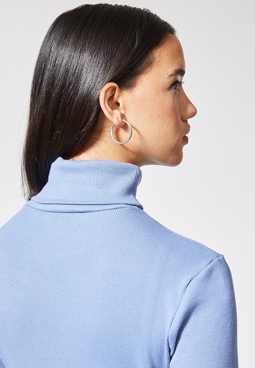 Superbalist - Lycra rib poloneck top - blue