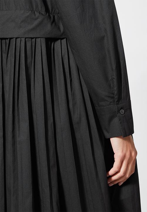 Superbalist - Pleated shirt dress - black