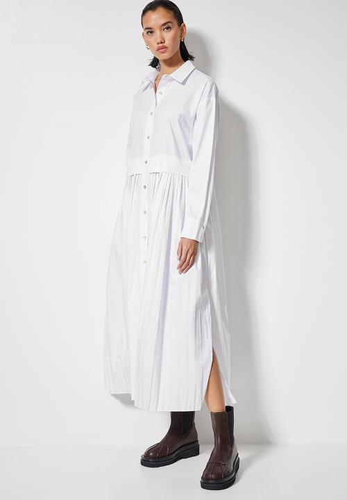 Superbalist - Pleated shirt dress - white