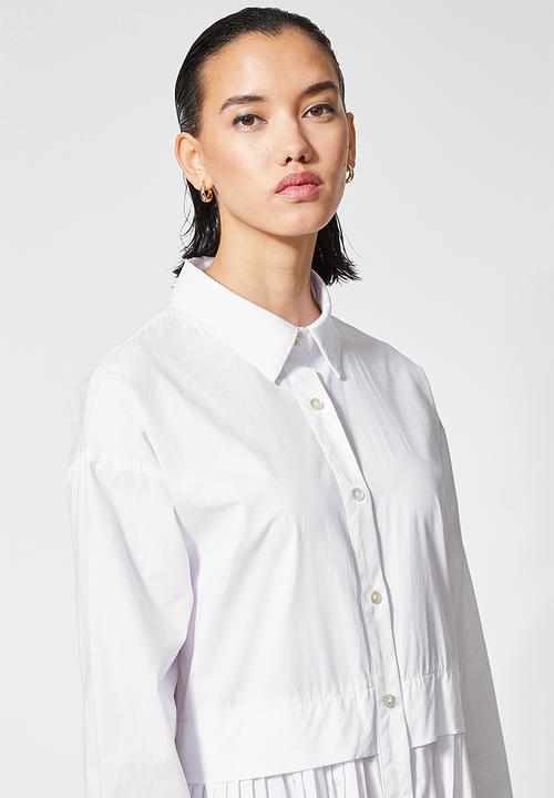 Superbalist - Pleated shirt dress - white