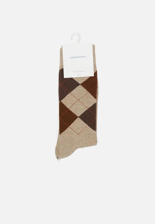 Jonathan D - Branded socks - tan 